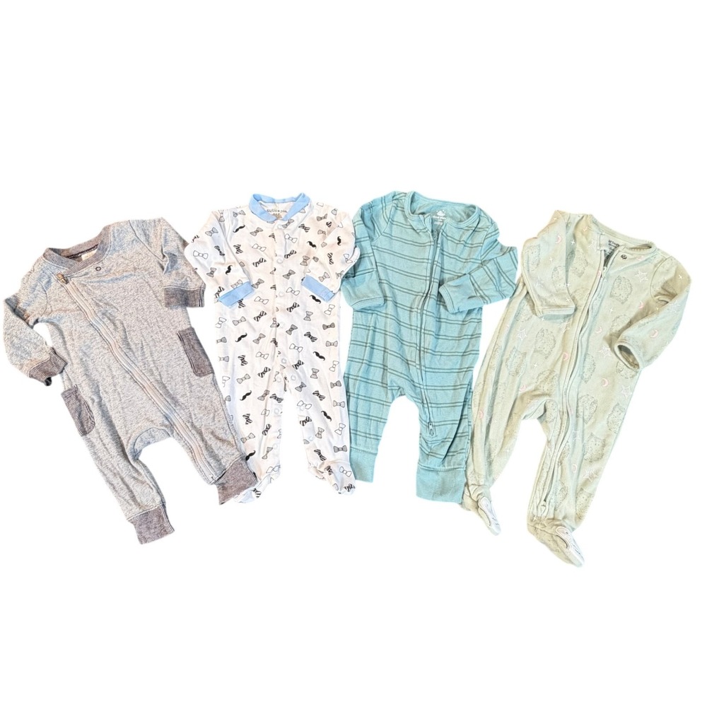 Baby Clothes Lot 3-6M Sleeper Romper Carter's Cloud Island Cat & Jack 4 Piece